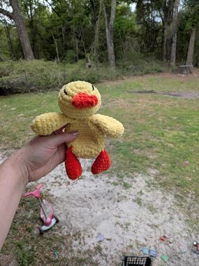 Handmade Crochet Yellow & Orange Plush Duck Snuggler